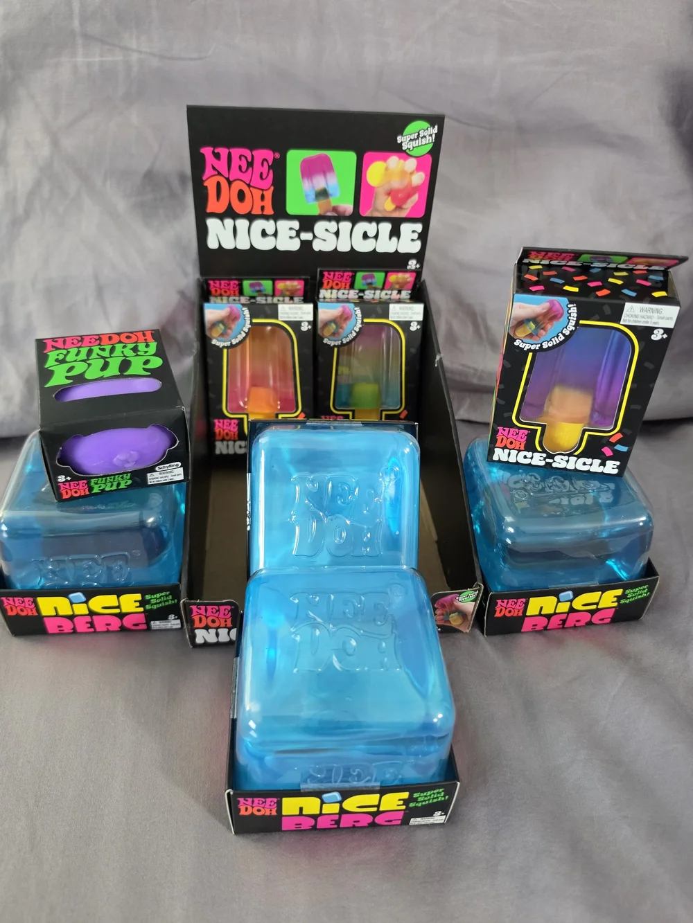 NeeDoh Bundle - Nice Berg XL, NICE-SICLE, FUNKY PUP, 8 TOTAL HARD-TO-FIND PIECES